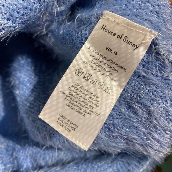 NWT House of Sunny Wave Sweater Blue Moon Dress Cut out Back Long Sleeve Blue 8 - Picture 12 of 16